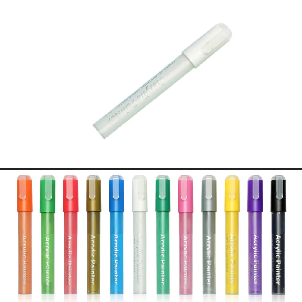Acrylic Marker Pen White Waterproof Durable Smooth Comfortable for DIY Art Projects on Fabric Glass Ceramics Water