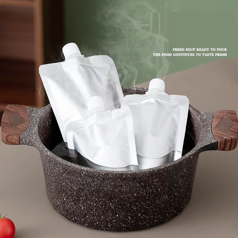 10PCS Durable Aluminum Foil Stand Up Spout Pouch For Liquid Storage, Heat-Resistant And Refrigerator-Safe