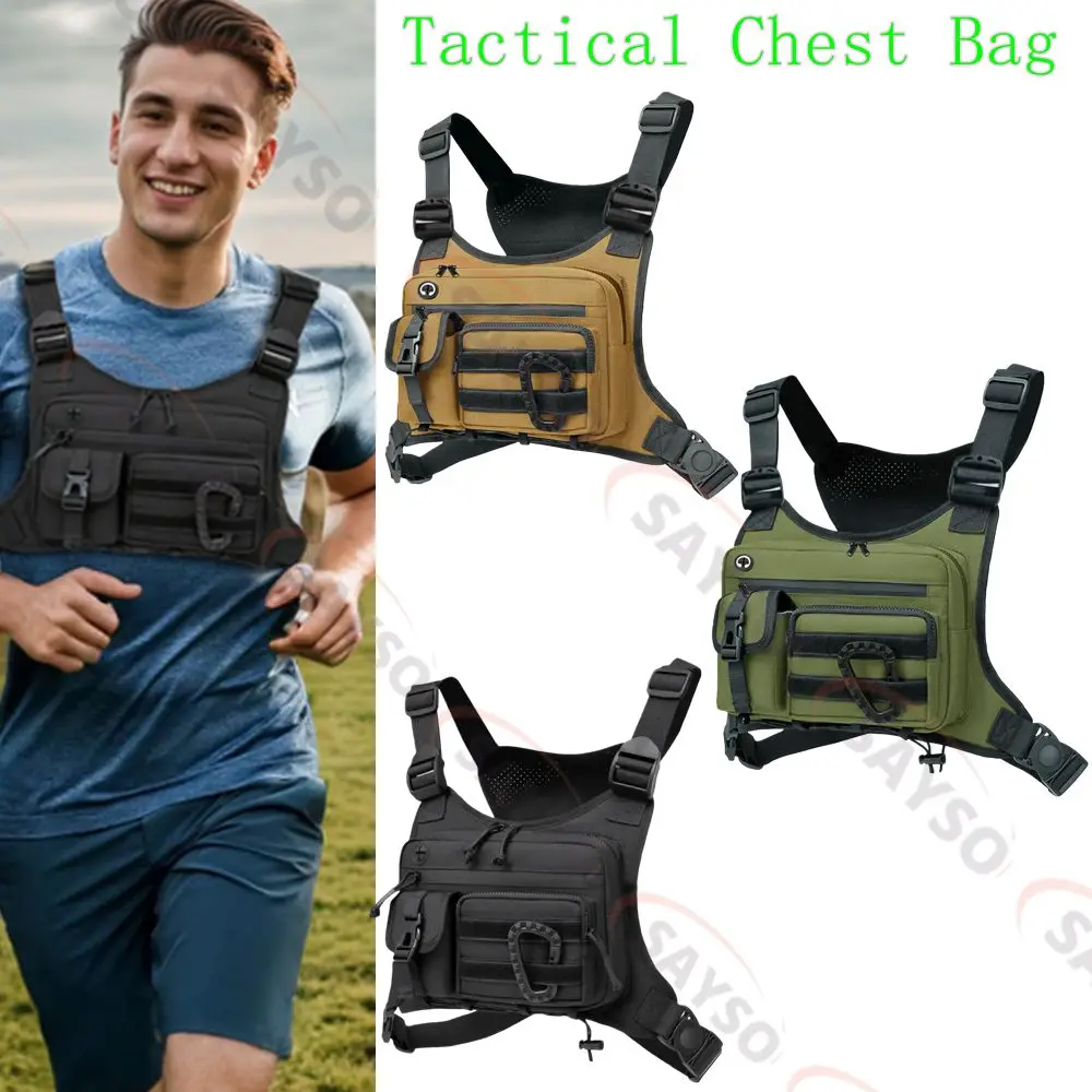 

Tactical Chest Bag Men's Vest Edc Waterproof Anti-Theft Chest Pack Rig for Outdoor Cycling Bags Running Front Chest Pack