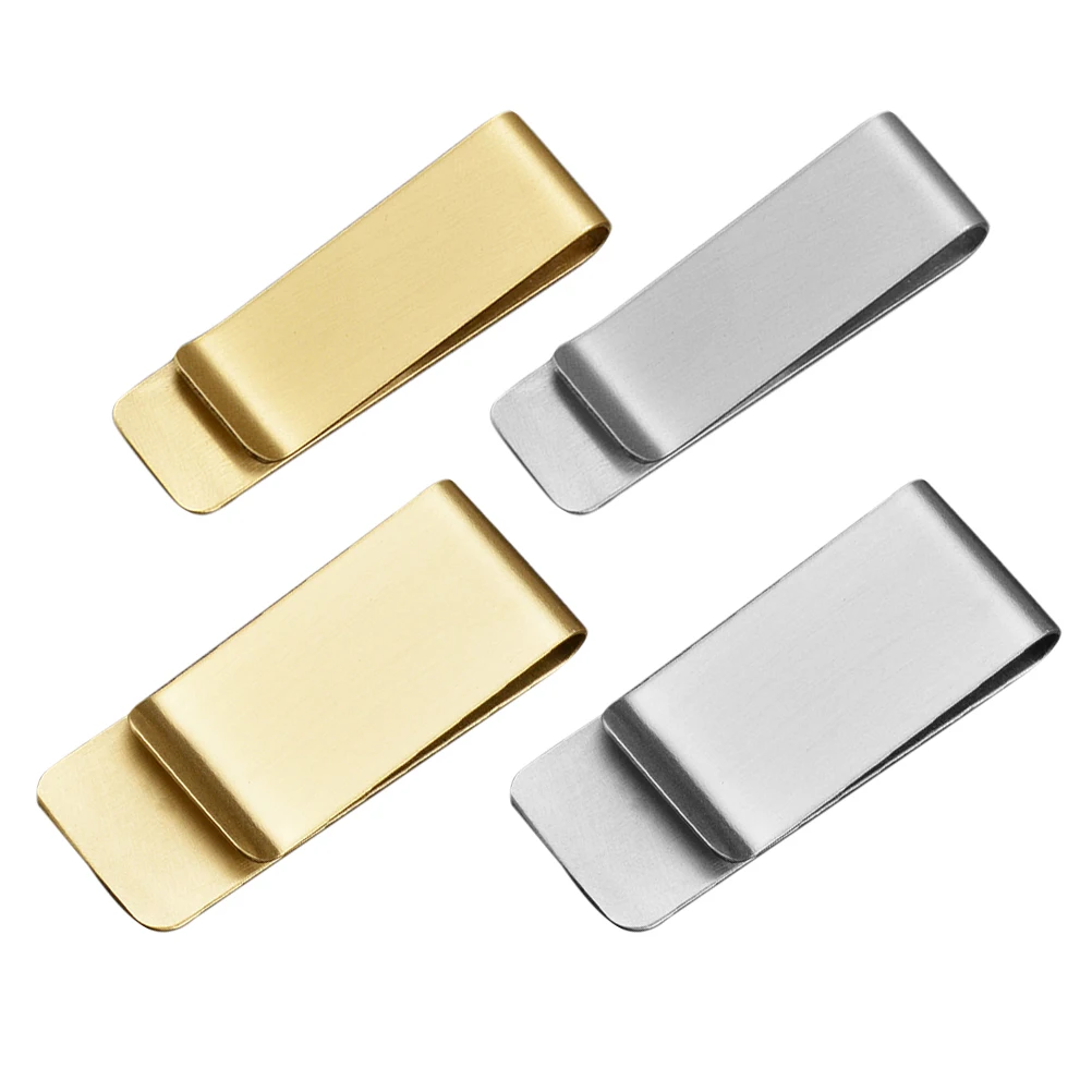 

4 Pcs Stainless Steel Bill Clip Money Folder Notebook Pen Holder Office Supplies Mini Travel Accessories Elegant
