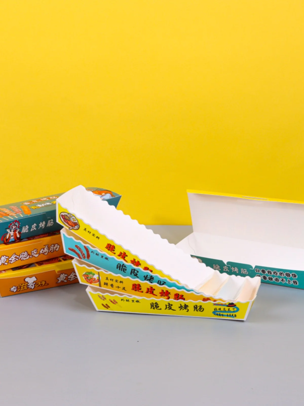 使い捨てソーセージ包装箱-ゴールド-ホットドッグ-テイクアウト-シリアルソーセージ-ベーキング-diy用品-スナック包装箱-キッチン