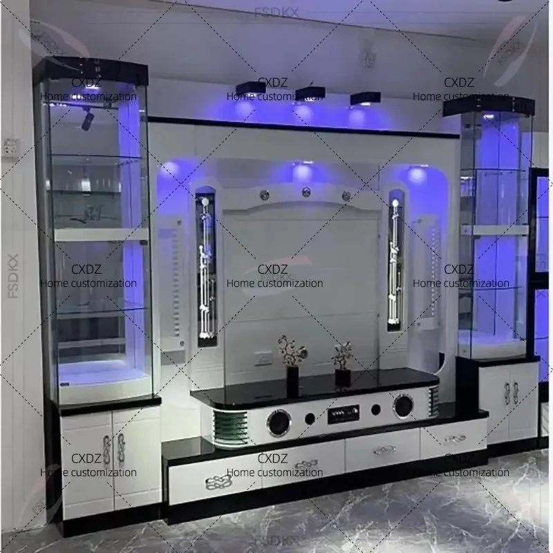 XXModern Luxury Style Living Room Full Wall Mounted TV Background Decoration Wall Floating TV Cabinets