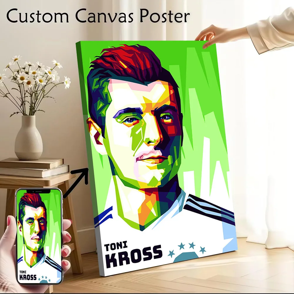 Toni Kroos Colorful Portrait Canvas Poster Customizable Pictures Wall Art Canvas Painting for Gaming Room Decoration Aesthetic