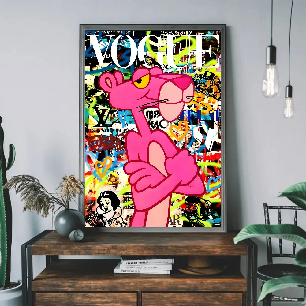 ملصقات لاصقة لفيلم النمر الوردي ملصق ورق أبيض DIY ملصقات حائط لغرفة البار والمقهى #4