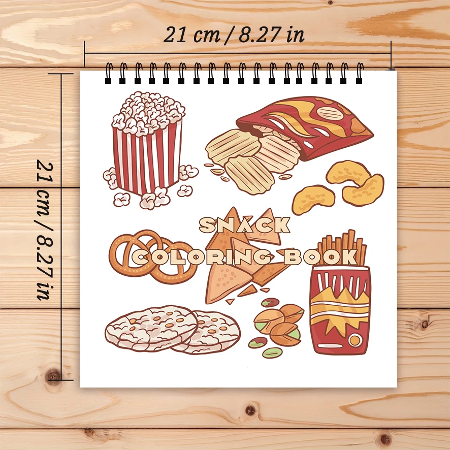Calories-filled Food Coloring Book - 8.27 x 8.27 inches 32 pages coloring book - Ideal gift for family or friends