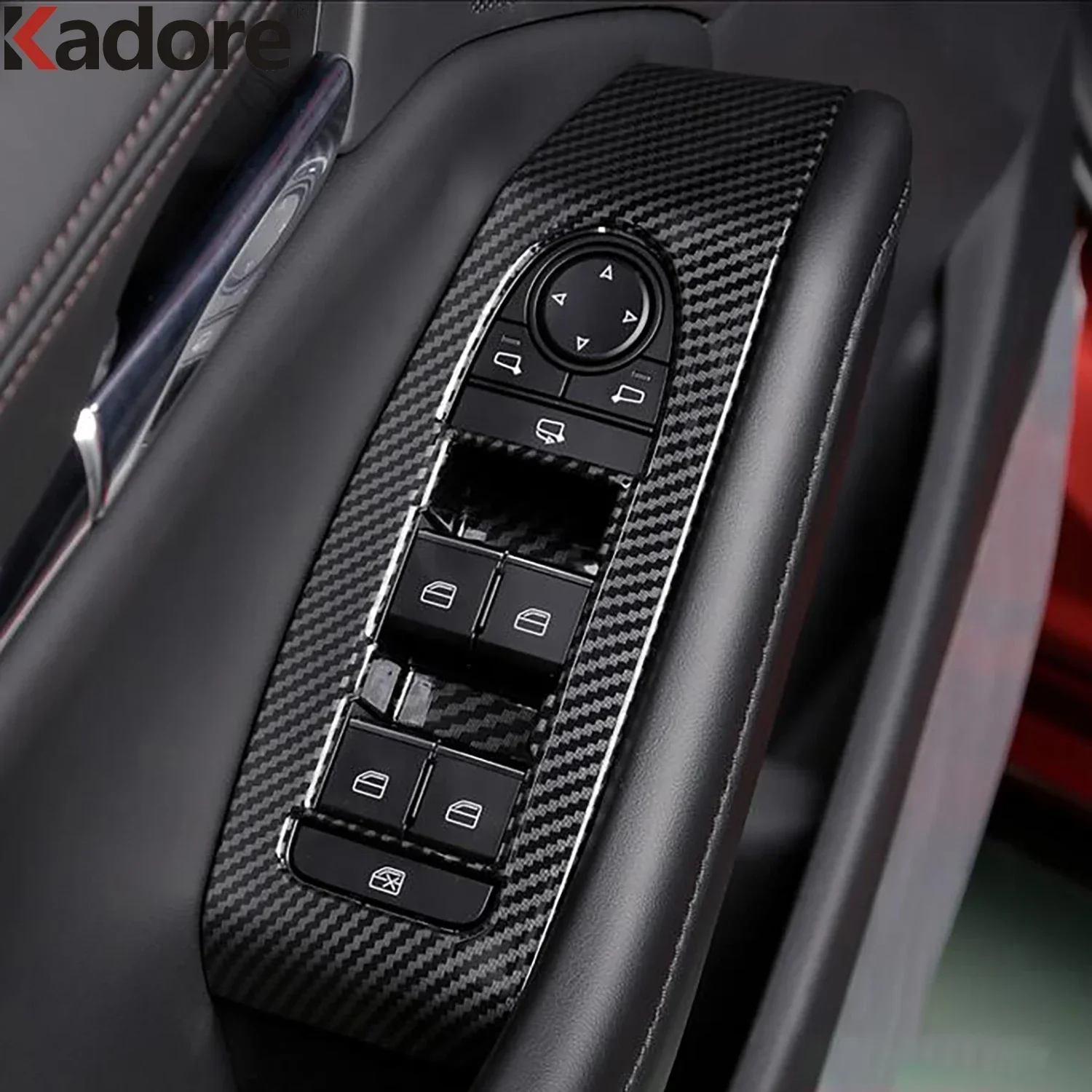 نافذة الباب الداخلي للسيارة رفع التبديل غطاء لوحة أزرار الكسوة لمازدا CX30 CX-30 2020-2023 2024 ألياف الكربون الداخلية اكسسوارات #2