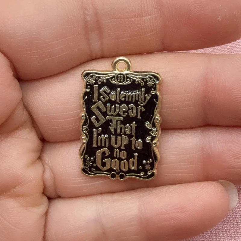 10pcs alloy drip oil cartoon letter quotation pendant, DIY jewelry making earrings, keychains, accessories