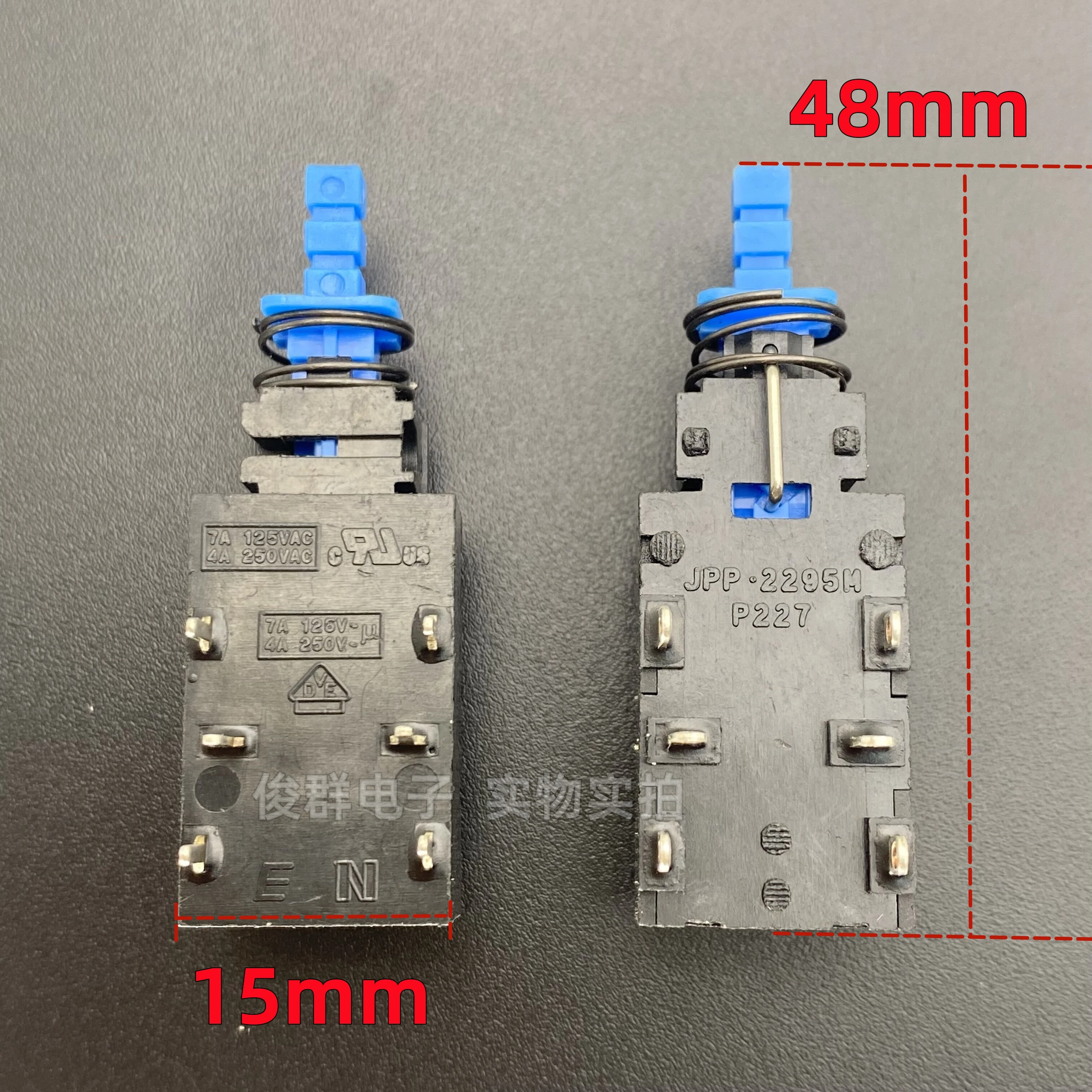 2PCS/ JPP-2295M Lock Power Switch P227 Self-locking Key Power Amplifier TV Double Row 6 Pin