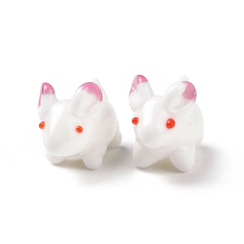 5 PCS Handmade Lampwork Beads Rabbit Shape White Color Cute Style Applicated in Making DIY Jewelry Earring Bracelet Pendants