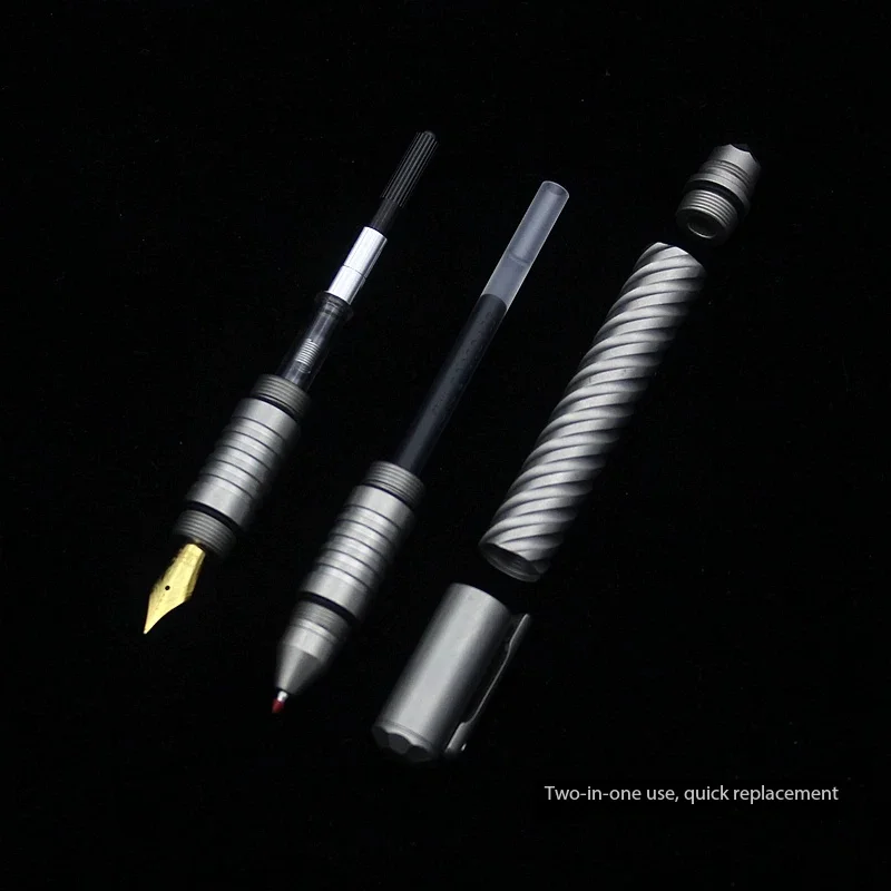 Titanium Alloy Multi-function Pen 2 in 1 interchangeable ballpoint pen and fountain pen outdoor EDC Tools