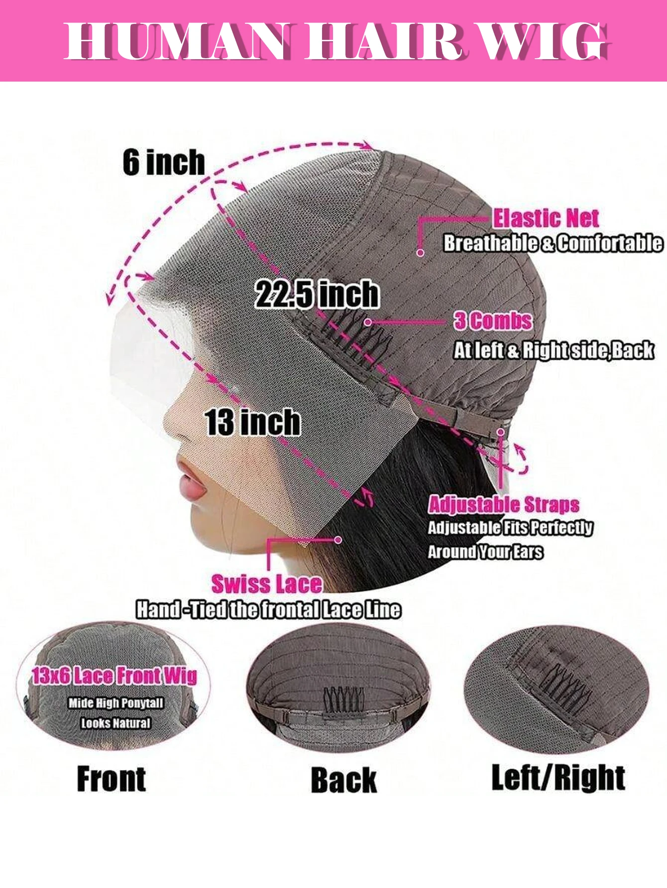 바디 웨이브 레이스 프론트 가발 인모 13x6 바디 웨이브 인모 가발 프리 플러킹 글루리스 200% 밀도 브라질리언 버진