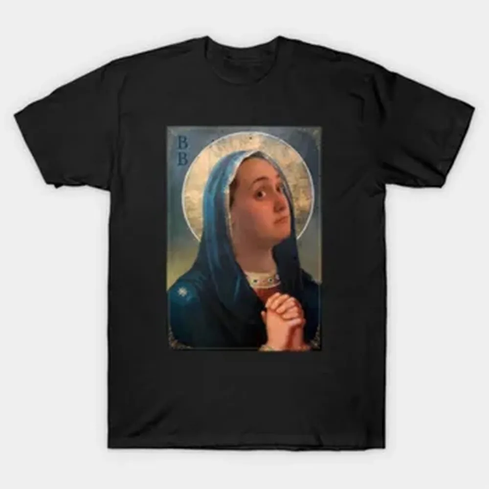 Meme Virgin Mary Icon Reaction Face T-shirt For Men Women 100% Cotton T Shirts Short Sleeve