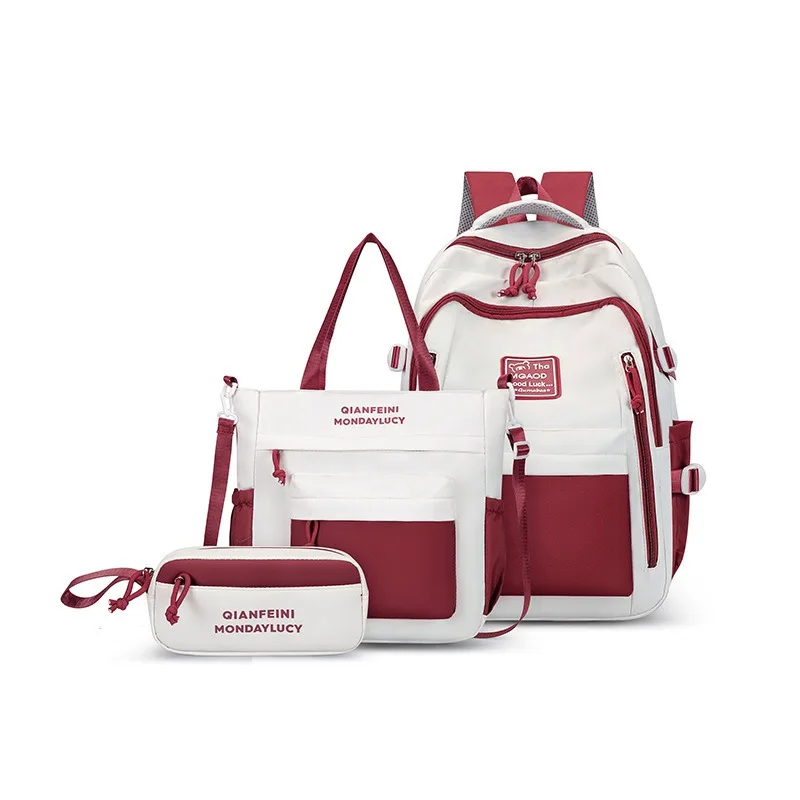 3pcs fashion casual versatile student backpack three piece set large capacity multifunctional women backpack school travel bag
