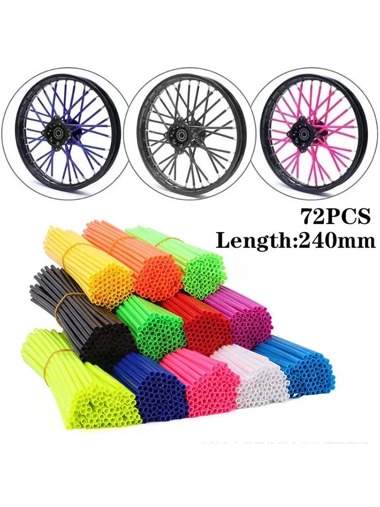 AliExpress NONE 72PCS 24cm Universal Dirt Bike Spoke Covers Motorcycle Wheel Rim Skins Protector Motocross Bicycle Bike Spoke Wrap Kit