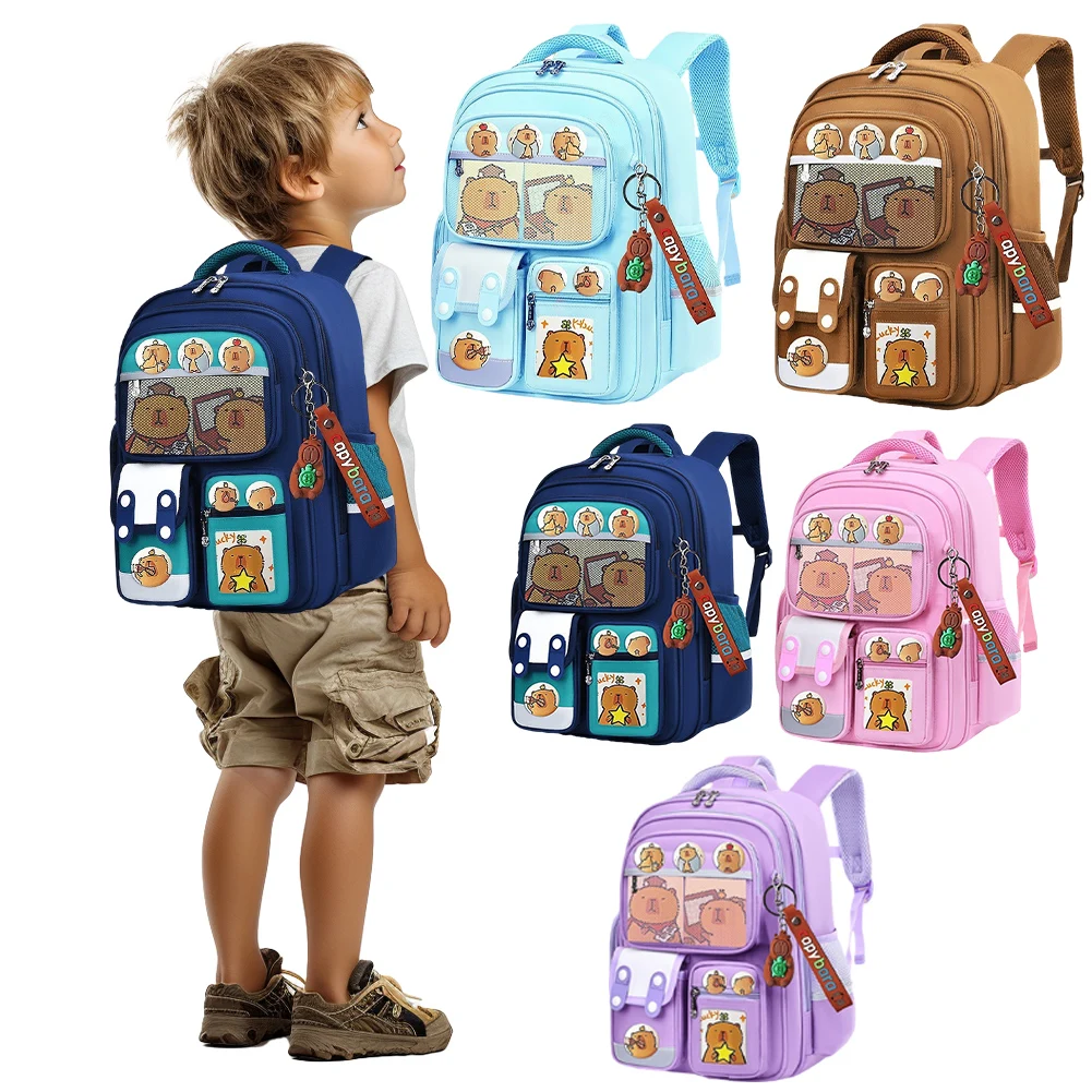 

Школьный рюкзак Capybara Kawaii с регулируемыми лямками, очаровательный повседневный рюкзак, вместительный рюкзак из ткани Оксфорд, дорожный рюкзак для путешествий и отпуска