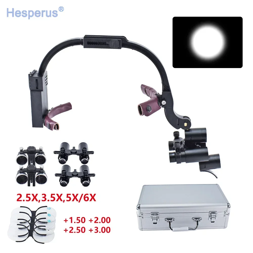 5x/6x Headband Adjustable Dentist Surgical Headlamp den tistry Magnifier Den tal LED Headlight Binocular Loupes