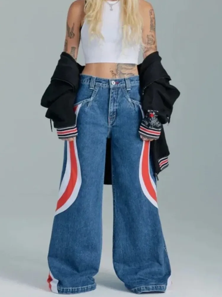 HOUZHOU Y2k Baggy Jeans Woman Oversize Wide Leg Denim Pants Harajuku Streetwear Korean Style Trousers Hip Hop American Vintage