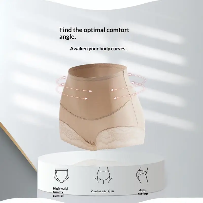 Hochgeschnittene Spitzen-Shaping-Höschen, atmungsaktiv, Bauchkontrolle, Po-Lifter, Postpartum-Schlankheits-Hüft- und Taillentrainer-Unterwäsche für Frauen – Detail 11