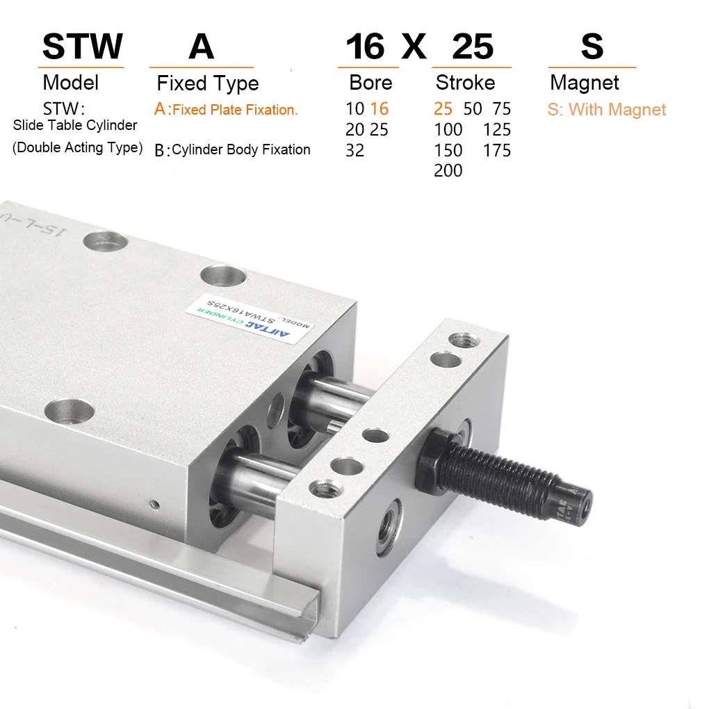 STWA Sliding Table Cylinder, Double Acting Aluminum Alloy Air Cylinder for Industrial Use-Dual Rod Dual Axis Cylinder-Airtac