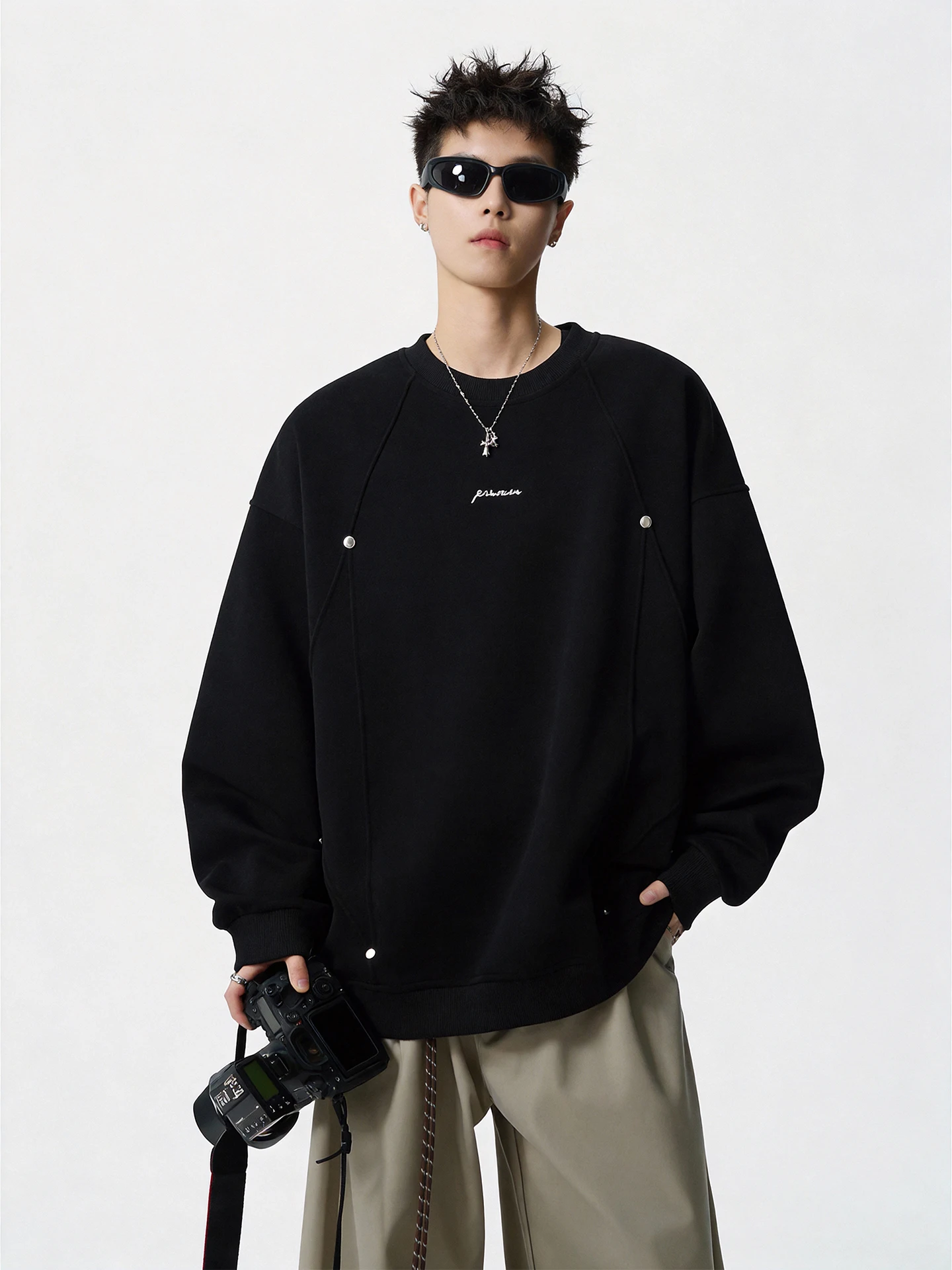 

Мужской свитшот American Sle Deconstructed Rivet с круглым вырезом, плотный, для базового слоя, свободного кроя, больших размеров, для мужчин и мальчиков