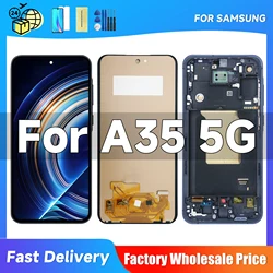 AMOLED For Samsung A35 A356B A356E A356U LCD Display Touch Screen with Frame, For Samsung A35 5G LCD