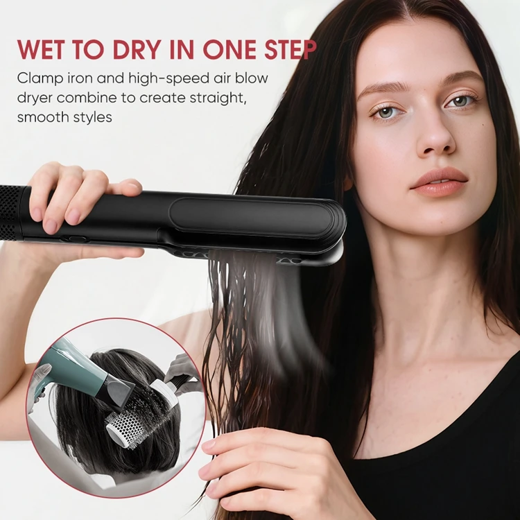 Air Styler Straight Plancha De Cabello Wet Hair Dryer And Hair Straightener 2 In 1 Fast Drying Hair Straightener In One Step