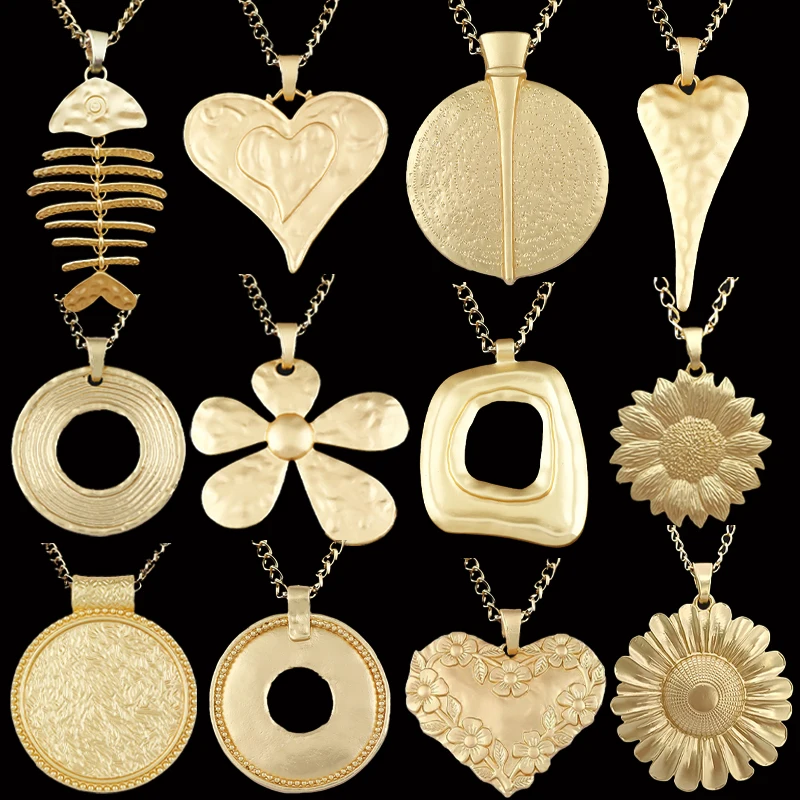 

1 x Matt Gold Color Large Bohemia Heart/Flower/Round/Angel Shaped Pendants Fashion Necklace Jewelry Making Accessories
