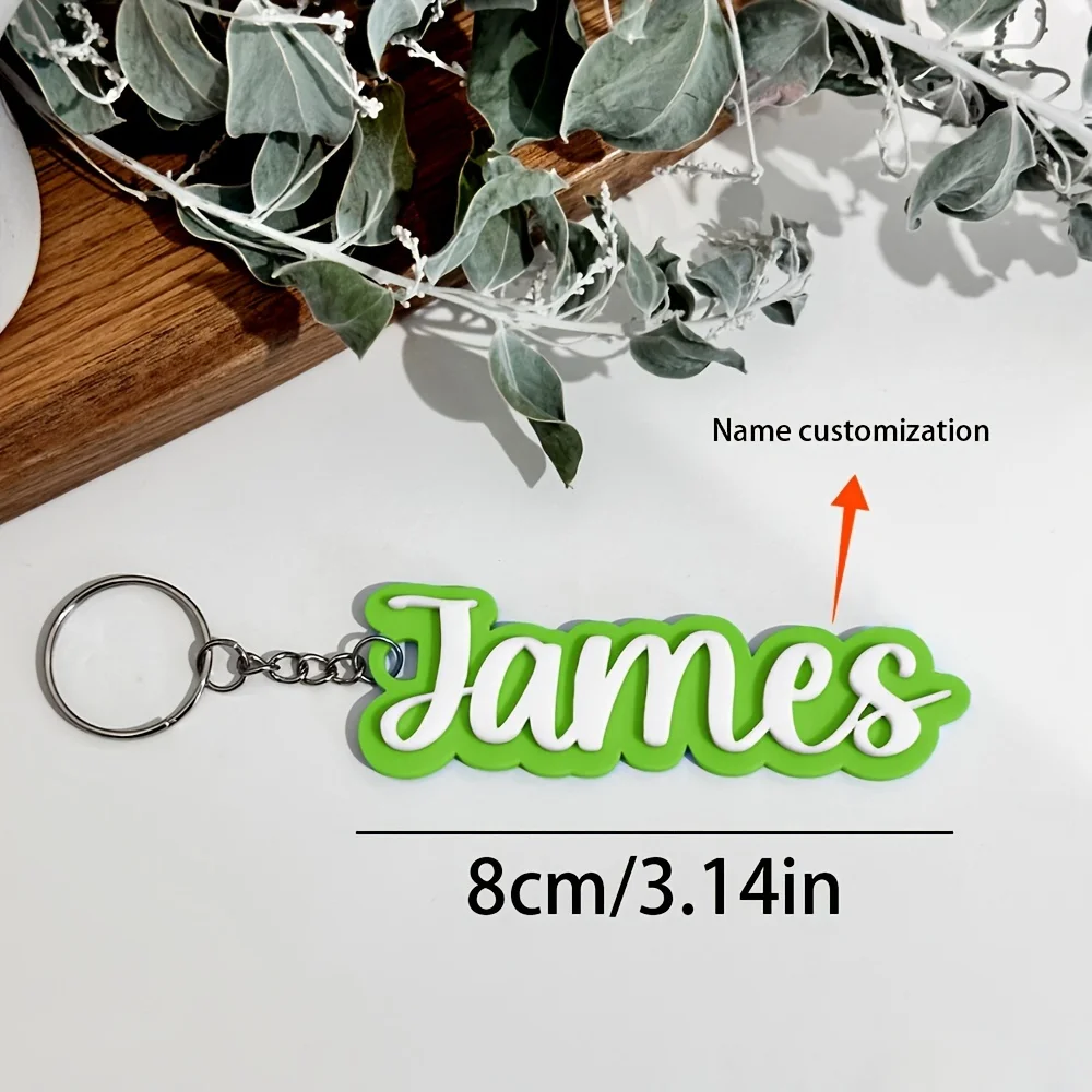 Custom Double Layer Name Keychain,Personalized 3D Rounded Bold Letter Key Fob,Custom Backpack Bag Charm,Custom Name Gift view 5