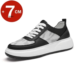 Man Sneakers Hidden Heels Elevator Shoes Breathable Heightening Shoes For Men Increase Insole 7CM Lift Sports Casual Taller Shoe