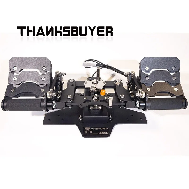 Matte Metal Flight Game Simulator Rudder Pedal High Precision Sensor with Red Adjustable Damper