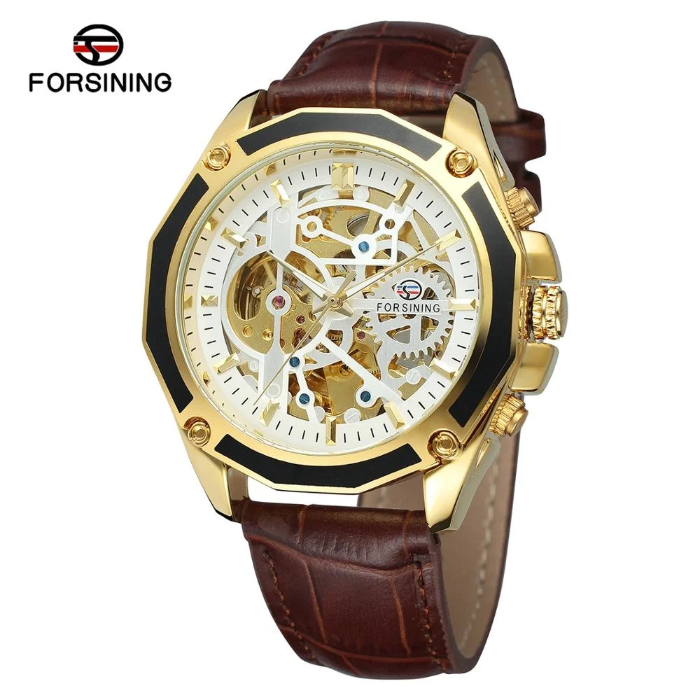 FORSINING 1030L sport 2023 Skeleton Automatic Genuine Leather Men Watch reloj para hombre Chinese Factory best sell Recommend