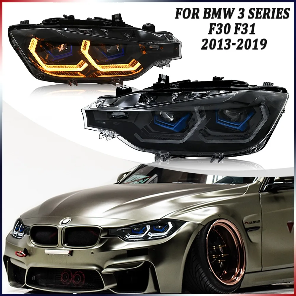 

1 пара светодиодных фар в сборе для BMW 3 серии F30 F31 2013-2019, передние фары, последовательные аксессуары для фар DRL