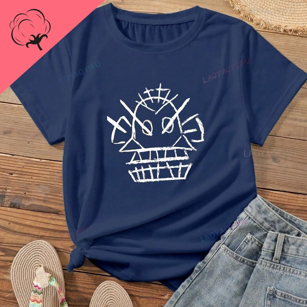 Graffiti Monkey Head - Edgy Street Art - قميص Shibuya Y2K عصري بأكمام قصيرة لكل من الرجال والنساء - تي شيرت من القطن الخالص