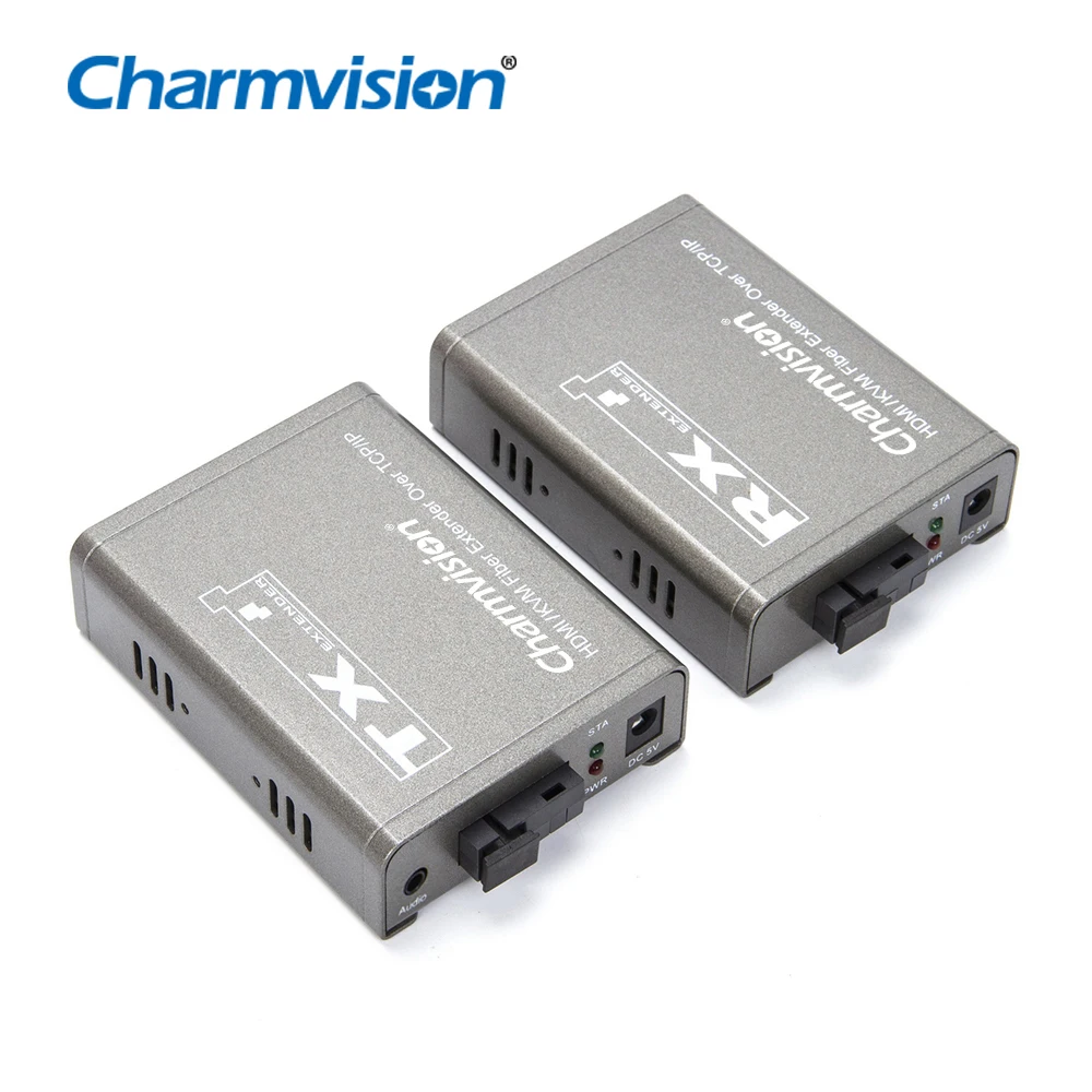 Charmvision EVO-1UHA Fiber HDMI 1080P USB KVM Extender Convert Adapter 3.5mm Independent Audio Video to SC Optical RX TX IN OUT