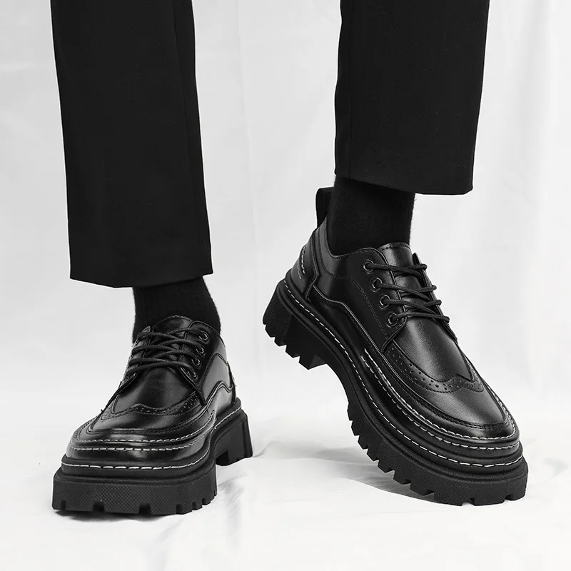 

Shoes for Men Fashion High Quality Leather Men Shoes Business Light Luxury High-end Retro Tooling Men's Shoes Zapatillas Hombre
