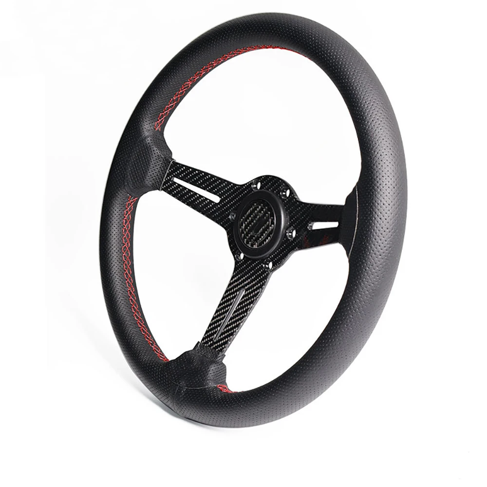 New Carbon Fiber Shallow Concave Steering Wheel Modification 14 Inch 350MM Quick Release Steering Wheel Accessories Universal  ﻿