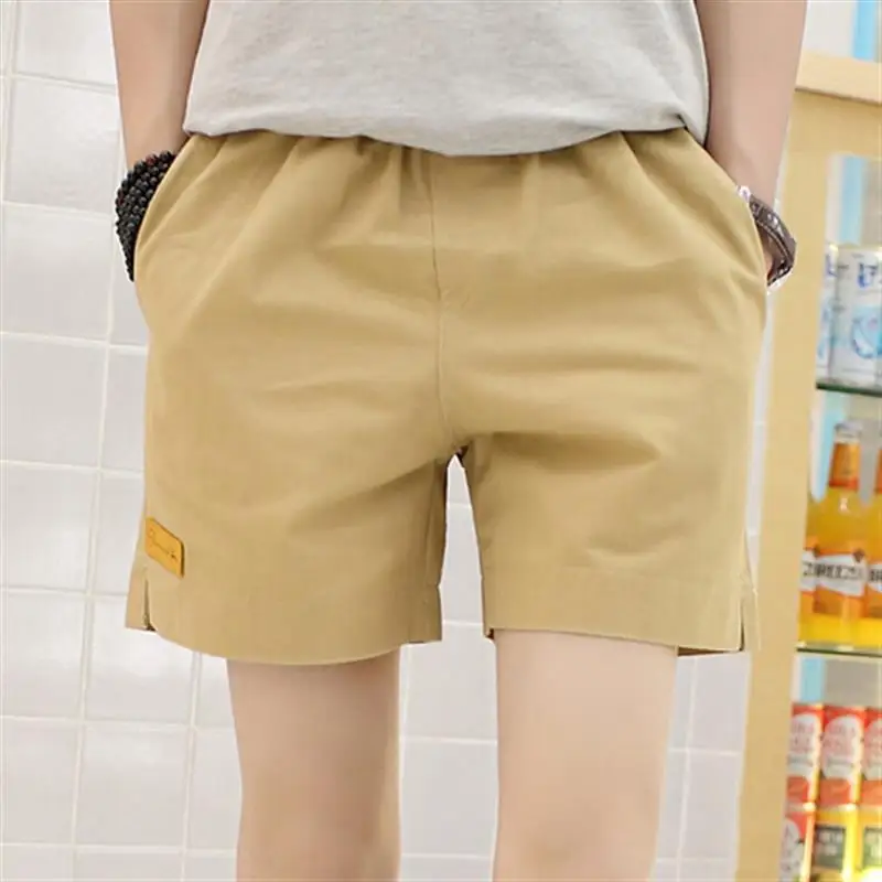 Pantalones cortos informales para hombre, Shorts ultradelgados de moda coreana, Color sólido, cintura elástica, varios colores con cordón, verano