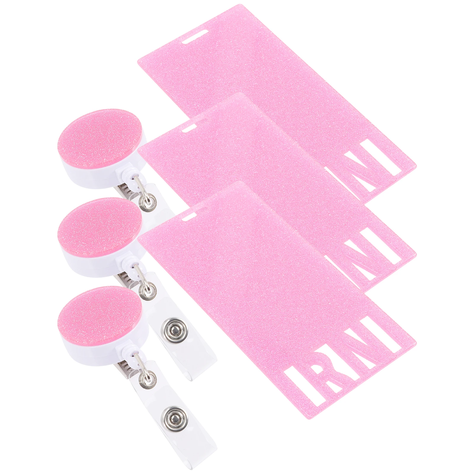 

3pcs Glitter Nurse Holders Retractable Id Reels Belt Clip Shiny Retainers For Nurses Teachers Hospital Id Accessories