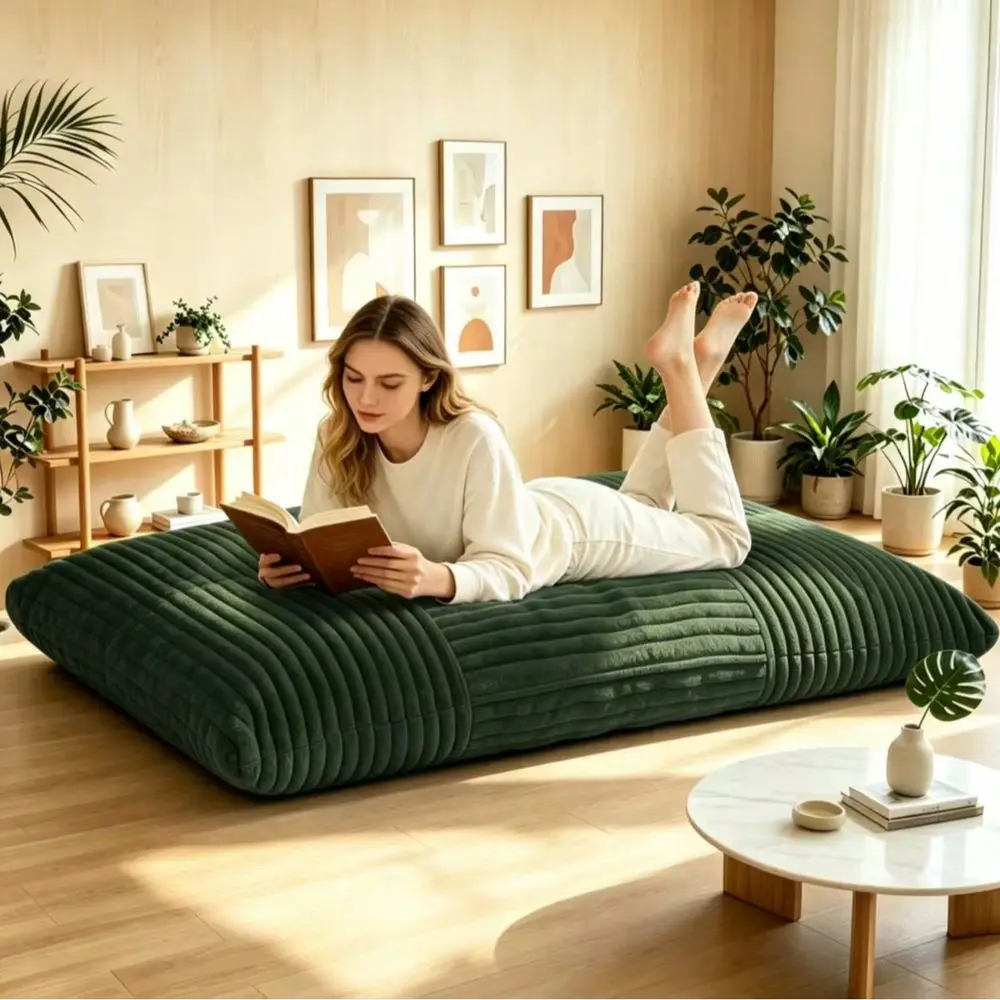 In 1 Giant Bean Bag Chairs For Adults,Convertible Bean Bag Sleeper Sofa Couch With Machine Washable Cover For Living Room Bedro
