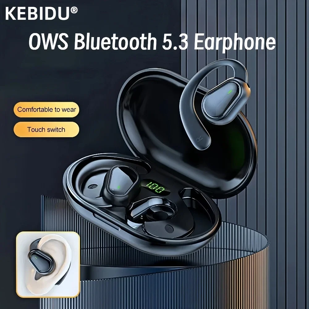 سماعات أذن رياضية مفتوحة لاسلكية OWS بلوتوث 5.3 سماعات HiFi سماعة رأس ستيريو للحد من الضوضاء مع ميكروفون HD صوت