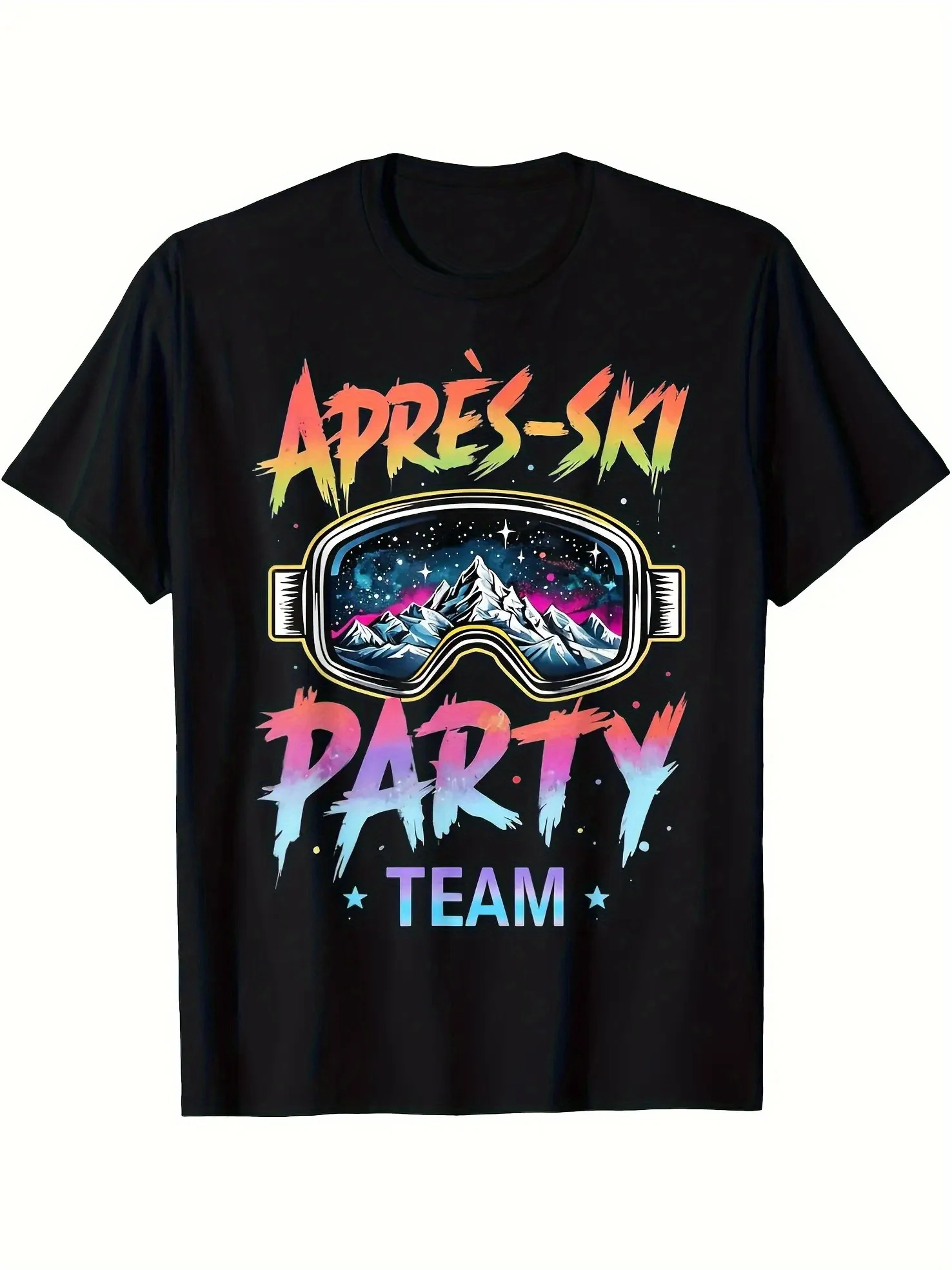 Funny Men'S Women'S Retro 80S and 90S Neon Glow-In-The-Dark Après-Ski Party Team T Shirt Casual Tee Streetwear Unisex Oversize