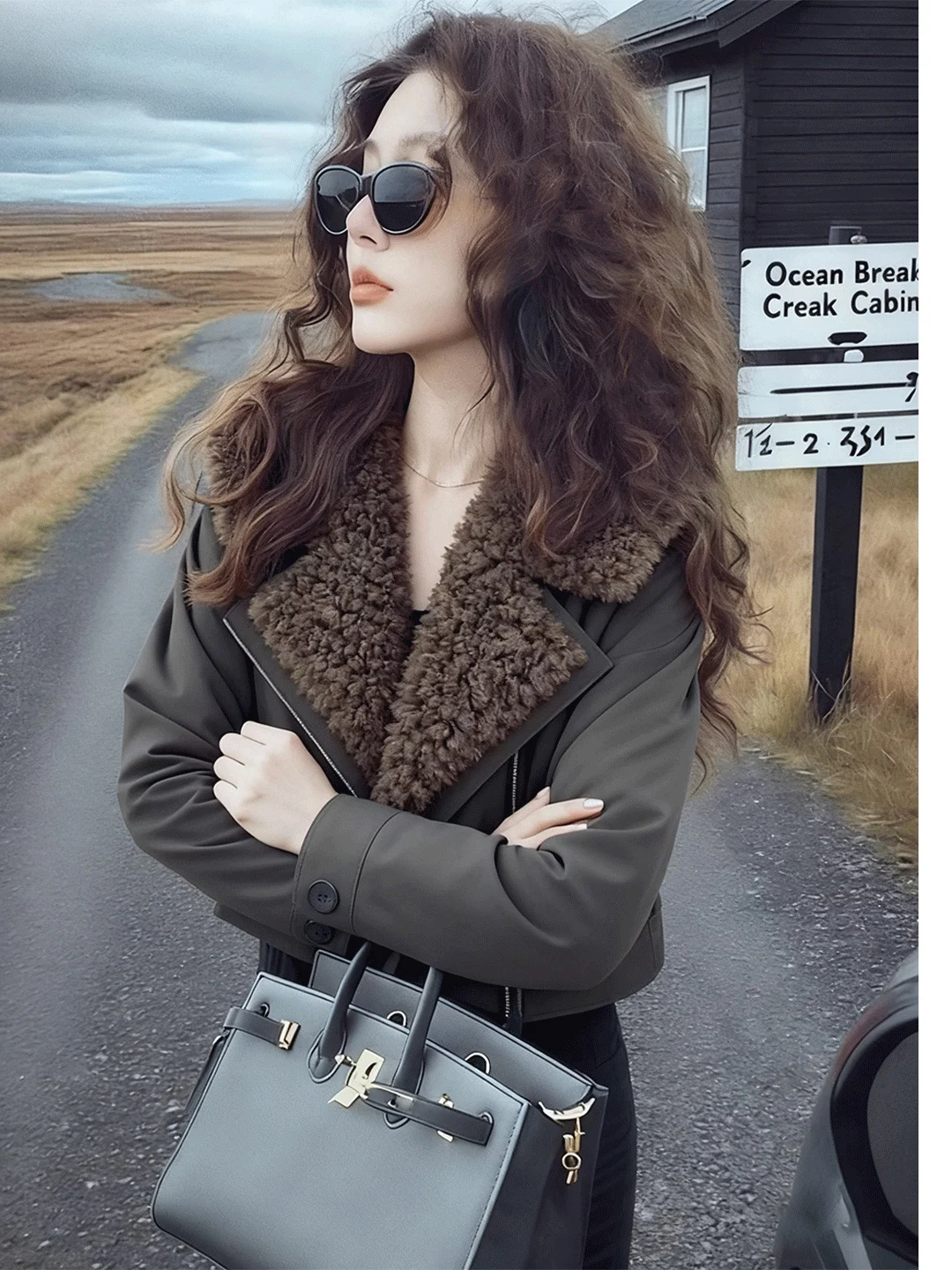 

Зимнее утепленное хлопковое пальто с большим меховым воротником для повседневной носки, теплое, средней длины, в ретро-стиле, женская одежда