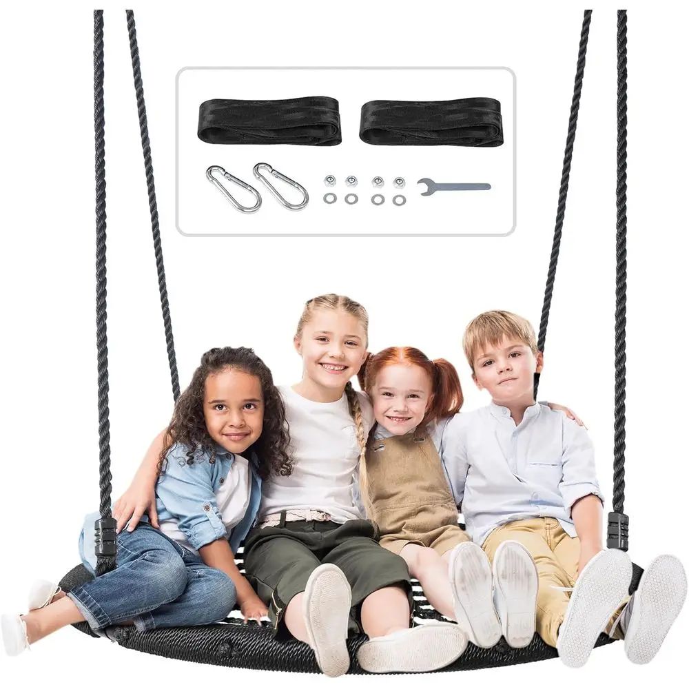 

Extra Large 48 700lb Capacity Web Swing for Kids & Adults with Adjustable Hanging Ropes, Black