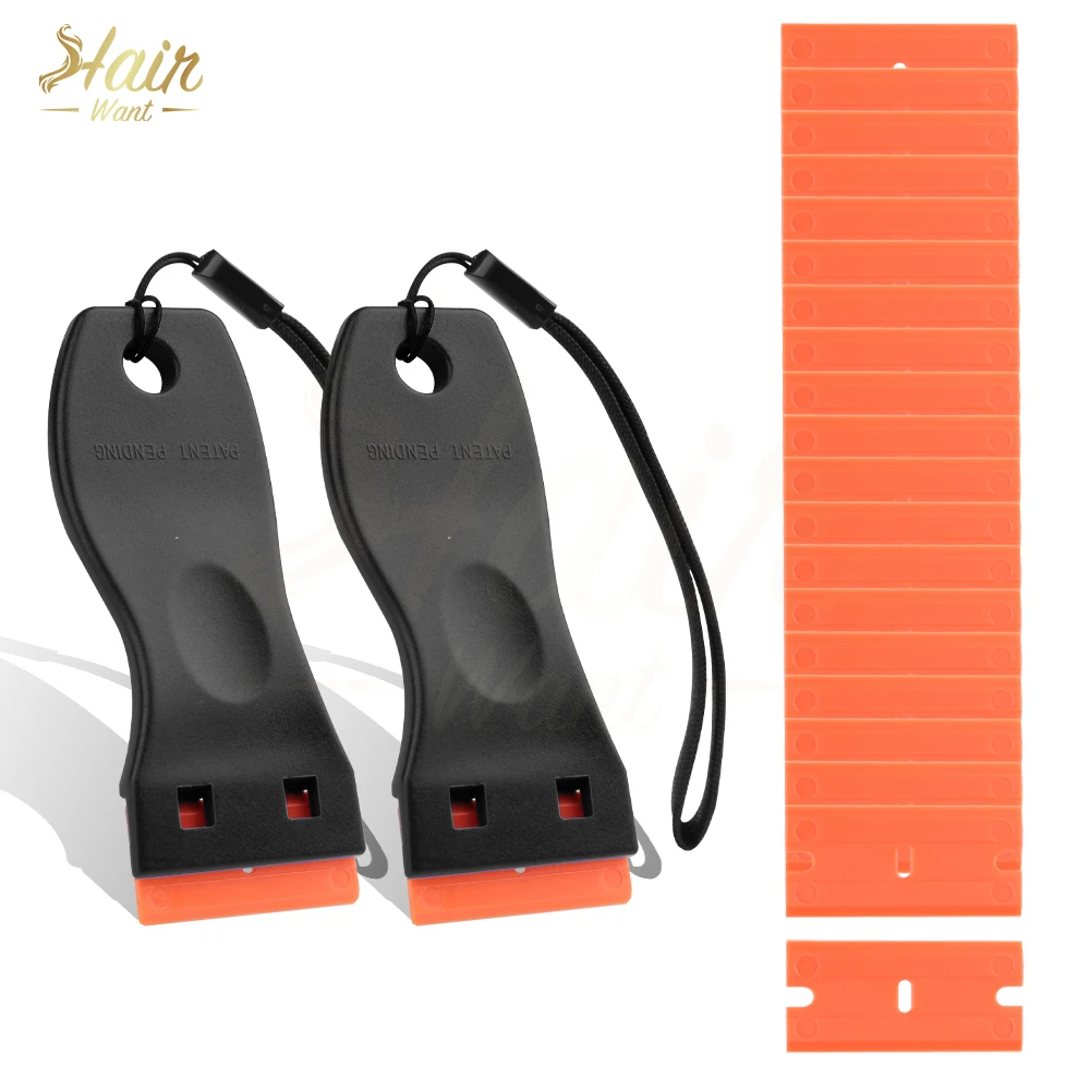 Hair Want 2Pcs Plastic Razor Scraper Kit Glass Window Sticker Remover Kit - Scraper Tool Set for Adhesive, Label & Decal Residue