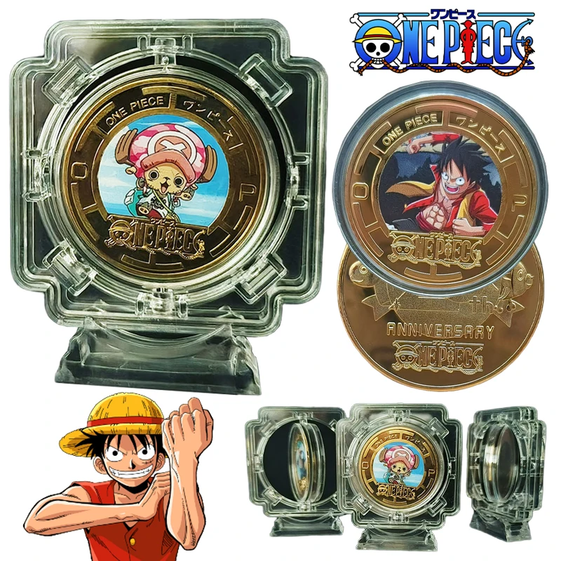 Anime One Piece Luffy Collectible Coins Commemorative Coins Cartoon Chopper Gold-colored Metal Coin Children's Birthday Gift Toy