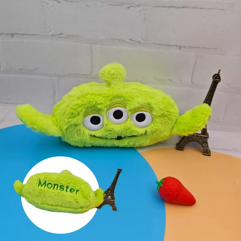 Cartoon Cute Disney Stitch Plush Pencil Bag Anime Large Capacity Student Pencil Bag Big Ear Stationery Storage Bag Gift