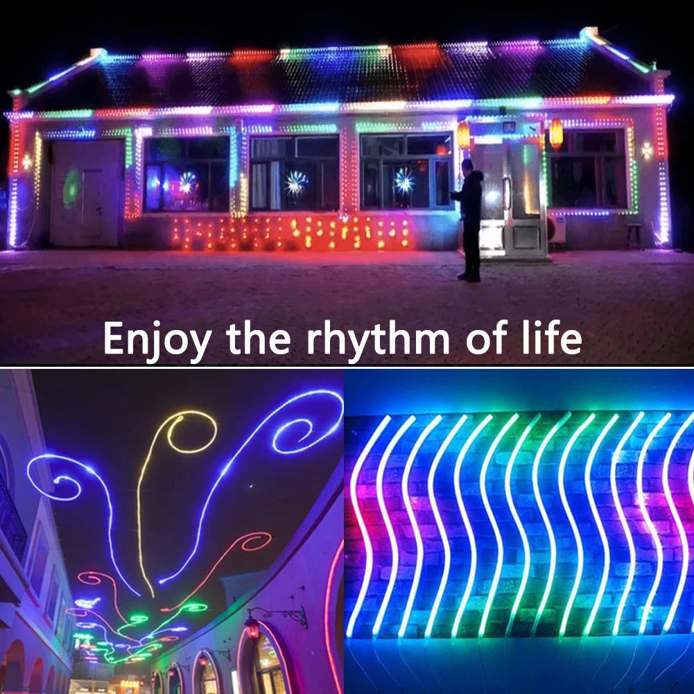 Imagem -06 - Multicolor Led Strip Lights Arco-íris Corda de Luz Neon Impermeável Flexível Mudando Fita Led 1m 39.37in 220v Cortável