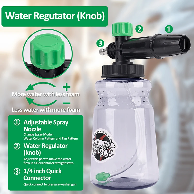 غسالة الضغط مدفع رغوة مولد رغوة قاذف رغوة الثلج مع موصل سريع 1/4 بوصة