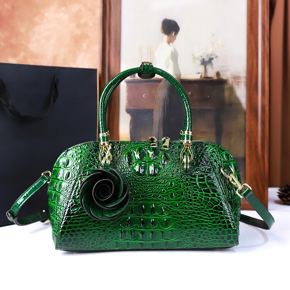 

Ретро модная сумка с крокодиловым узором, большая вместительная текстурная сумка через плечо на одно плечо, сумка-подушка, элитный стиль 2025 г.