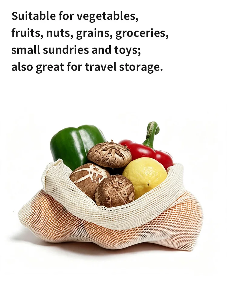 Multi-Size Reusable Shopping Mesh Storage Bags, Minimalist Multipurpose Organizer for Groceries Fruits Veggies Travel Storage